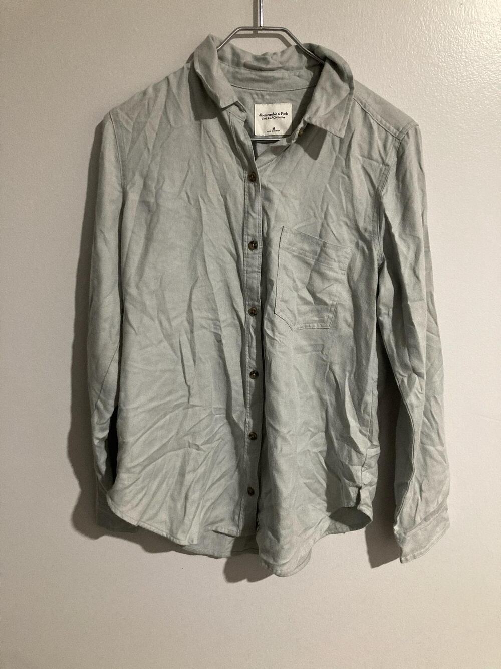 Abercrombie & Fitch Shirt Mens M Green Long Sleeve Button-Up Twill Pocket